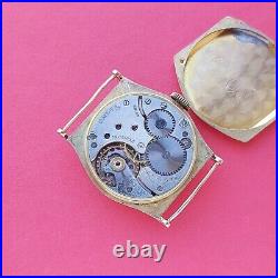 1935 Omega watch 9ct solid gold cushion case rare military vintage watch