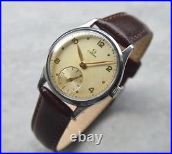 1947 Omega Small Seconds Mechanical Rare Leather Watch Handwind Rare