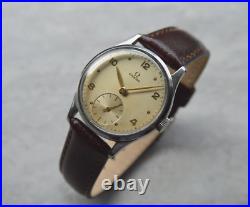 1947 Omega Small Seconds Mechanical Rare Leather Watch Handwind Rare