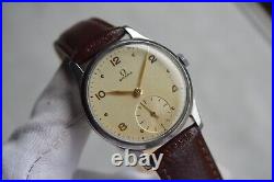 1947 Omega Small Seconds Mechanical Rare Leather Watch Handwind Rare