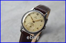 1947 Omega Small Seconds Mechanical Rare Leather Watch Handwind Rare