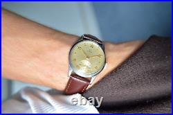 1947 Omega Small Seconds Mechanical Rare Leather Watch Handwind Rare