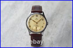 1947 Omega Small Seconds Mechanical Rare Leather Watch Handwind Rare