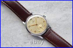 1947 Omega Small Seconds Mechanical Rare Leather Watch Handwind Rare