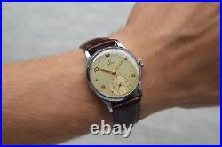 1947 Omega Small Seconds Mechanical Rare Leather Watch Handwind Rare