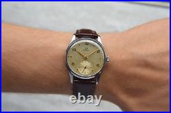 1947 Omega Small Seconds Mechanical Rare Leather Watch Handwind Rare