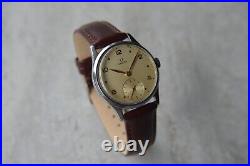 1947 Omega Small Seconds Mechanical Rare Leather Watch Handwind Rare