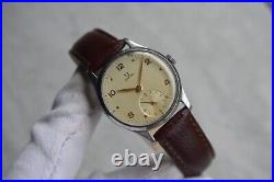 1947 Omega Small Seconds Mechanical Rare Leather Watch Handwind Rare