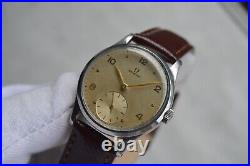 1947 Omega Small Seconds Mechanical Rare Leather Watch Handwind Rare