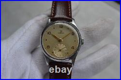 1947 Omega Small Seconds Mechanical Rare Leather Watch Handwind Rare