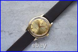 1950 Omega Seamaster Bumper 14k Gold Men's Automatic Leather Dress Watch Rare