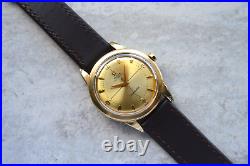 1950 Omega Seamaster Bumper 14k Gold Men's Automatic Leather Dress Watch Rare