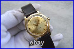 1950 Omega Seamaster Bumper 14k Gold Men's Automatic Leather Dress Watch Rare