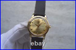 1950 Omega Seamaster Bumper 14k Gold Men's Automatic Leather Dress Watch Rare