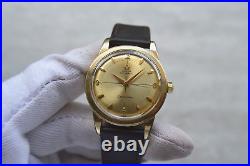 1950 Omega Seamaster Bumper 14k Gold Men's Automatic Leather Dress Watch Rare