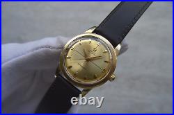 1950 Omega Seamaster Bumper 14k Gold Men's Automatic Leather Dress Watch Rare