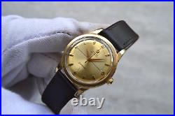 1950 Omega Seamaster Bumper 14k Gold Men's Automatic Leather Dress Watch Rare