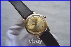 1950 Omega Seamaster Bumper 14k Gold Men's Automatic Leather Dress Watch Rare