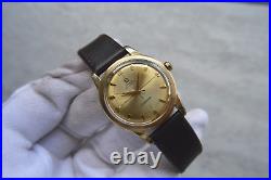 1950 Omega Seamaster Bumper 14k Gold Men's Automatic Leather Dress Watch Rare