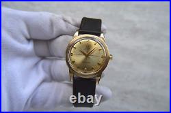 1950 Omega Seamaster Bumper 14k Gold Men's Automatic Leather Dress Watch Rare