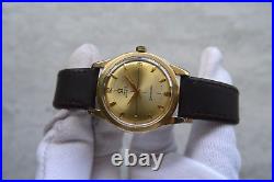 1950 Omega Seamaster Bumper 14k Gold Men's Automatic Leather Dress Watch Rare