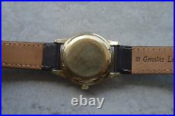 1950 Omega Seamaster Bumper 14k Gold Men's Automatic Leather Dress Watch Rare