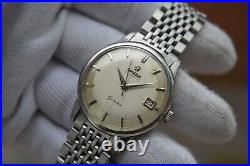 1960 Omega Geneve Vintage Crosshair Steel Beads Of Rice Automatic Rare Watch