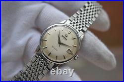 1960 Omega Geneve Vintage Crosshair Steel Beads Of Rice Automatic Rare Watch