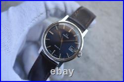 1970 Omega Geneve Vintage Blue Dial Rare Steel Men's Leather Watch 1970 Omega Geneve Vintage Blue Dial Rare Steel Men's Leather Watch