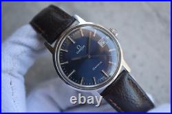 1970 Omega Geneve Vintage Blue Dial Rare Steel Men's Leather Watch 1970 Omega Geneve Vintage Blue Dial Rare Steel Men's Leather Watch