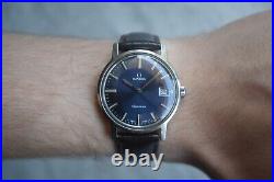 1970 Omega Geneve Vintage Blue Dial Rare Steel Men's Leather Watch 1970 Omega Geneve Vintage Blue Dial Rare Steel Men's Leather Watch