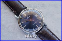 1970 Omega Geneve Vintage Blue Dial Rare Steel Men's Leather Watch 1970 Omega Geneve Vintage Blue Dial Rare Steel Men's Leather Watch