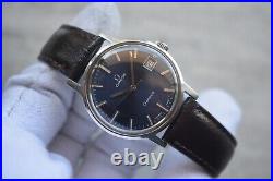 1970 Omega Geneve Vintage Blue Dial Rare Steel Men's Leather Watch 1970 Omega Geneve Vintage Blue Dial Rare Steel Men's Leather Watch