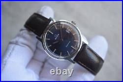 1970 Omega Geneve Vintage Blue Dial Rare Steel Men's Leather Watch 1970 Omega Geneve Vintage Blue Dial Rare Steel Men's Leather Watch