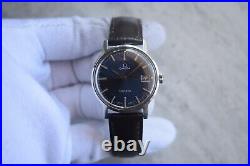 1970 Omega Geneve Vintage Blue Dial Rare Steel Men's Leather Watch 1970 Omega Geneve Vintage Blue Dial Rare Steel Men's Leather Watch