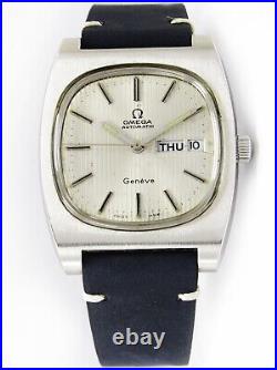 1972 Omega Geneve Automatic Original Self Line Rare Dial Vintage Watch 166.0188