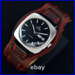 1977's VINTAGE OMEGA GENEVE AUTOMATIC BLACK DIAL DAY&DATE DRESS MEN'S WATCH RARE