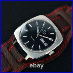 1977's VINTAGE OMEGA GENEVE AUTOMATIC BLACK DIAL DAY&DATE DRESS MEN'S WATCH RARE