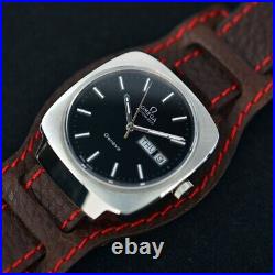 1977's VINTAGE OMEGA GENEVE AUTOMATIC BLACK DIAL DAY&DATE DRESS MEN'S WATCH RARE