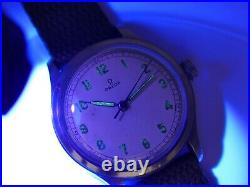 40's ww2 vintage watch mens Omega military ref. 2179 /3 rare steel 35mm serviced