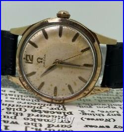 9K Gold Omega Manual Rare Caliber 420 Vintage 1950's Mens' Watch. All Original