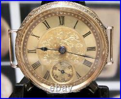 Antique Vintage Rare Swiss Omega Solid 18k Gold Pocket Watch To Wrist Watch