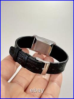 Citizen Tank Manual Wind Watch Blue Dial 21mm OMEGA Leather Strap Rare Vintage