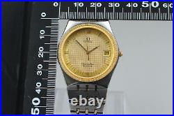 Exc+5 Rare! Vintage Omega Seamaster 1432 Date Gold Dial Quartz Men's Watch