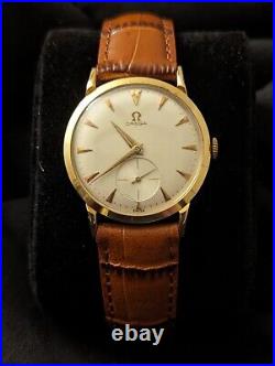 Extremely Rare Omega Vintage 18k Rose Gold Hand Wind Men's Wrist Watch