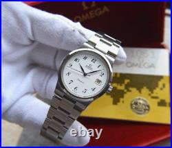 Fullset Omega Geneve Automatic Steel Bracelet White Dial 18/7/1981 Rare