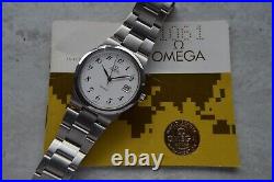 Fullset Omega Geneve Automatic Steel Bracelet White Dial 18/7/1981 Rare