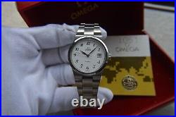 Fullset Omega Geneve Automatic Steel Bracelet White Dial 18/7/1981 Rare