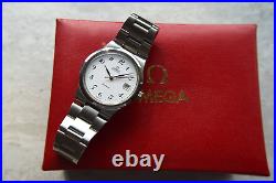 Fullset Omega Geneve Automatic Steel Bracelet White Dial 18/7/1981 Rare