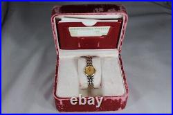 Ladies Vintage Omega Deville Quartz 18k Gold Two Tone Watch withBox & Papers RARE